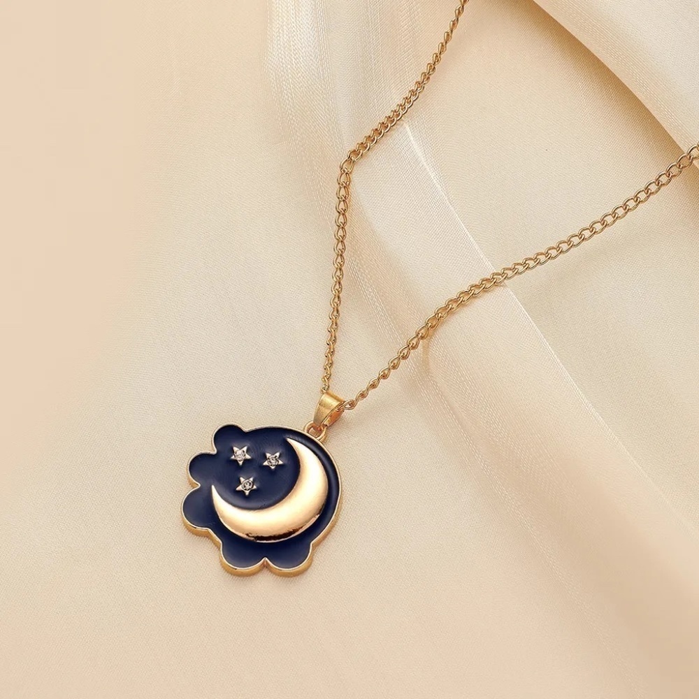 *IAI* Gold x Navy Blue Moon x Star Fashion Necklace